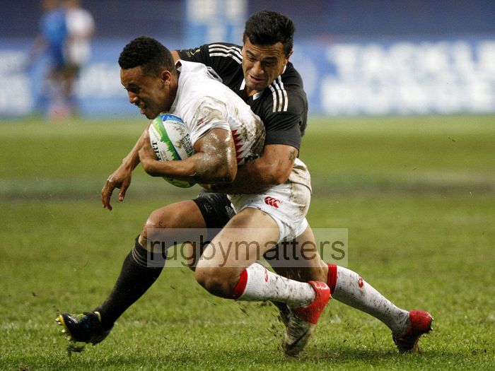 Marcus Watson in action for England v New Zealand 7s Rugby World Cup Final. IRB RWC 7s at Luzhniki Stadium, Moscow, 30th June 2013