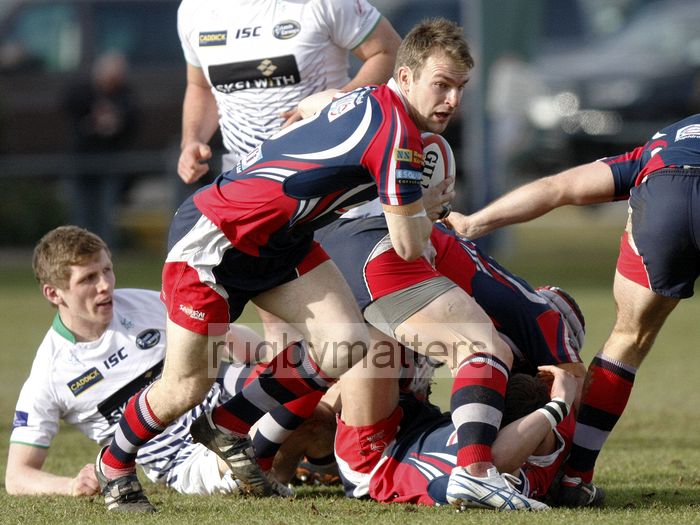 Joe Bedford carries the ball from the back of a ruck. Doncaster Knights v Leeds Carnegie at Castle Park, Doncaster on 16th January 2013, KO 1430. RFU Championship - Stage 1.