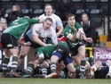 Sean Romans clears the ball from the back of a ruck. Nottingham v Bedford at The County Ground, Nottingham on the 27th January 2013. RFU Championship - Stage 1.
