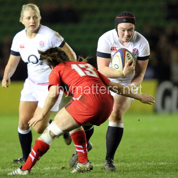 Laura Keates in action. England Women v Wales Women at Twickenham Stoop, Twickenham, England on 7th March 2014 ko 1930