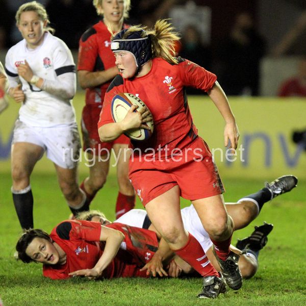 Caryl Thomas in action. England Women v Wales Women at Twickenham Stoop, Twickenham, England on 7th March 2014 ko 1930