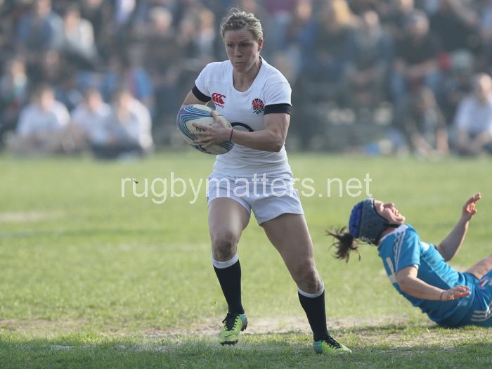 Danielle Waterman in action. Italy Women v England Women at Stadio Giulio e Silvio Pagani, Rovato, Italy on 16th March 2014 ko 1500