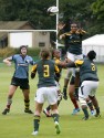Nolusindiso Booi passes the ball from a lineout. Nomads v South Africa, The Lensbury, Broom Road, Teddington, Middlesex, England, on 28th June 2014, ko 2pm.