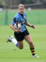 Steph Johnson in action. Nomads v South Africa, The Lensbury, Broom Road, Teddington, Middlesex, England, on 28th June 2014, ko 2pm.