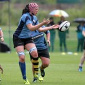 Emilia Kristianson in action. Nomads v South Africa, The Lensbury, Broom Road, Teddington, Middlesex, England, on 28th June 2014, ko 2pm.