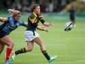 Tayla Kinsey in action. Nomads v South Africa, The Lensbury, Broom Road, Teddington, Middlesex, England, on 28th June 2014, ko 2pm.