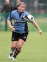 Louise Dalgleish passes the ball. Nomads v South Africa, The Lensbury, Broom Road, Teddington, Middlesex, England, on 28th June 2014, ko 2pm.