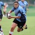 Hannah Edwards in action. Nomads v South Africa, The Lensbury, Broom Road, Teddington, Middlesex, England, on 28th June 2014, ko 2pm.