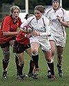 Jane Leonard makes headway into the Welsh defence