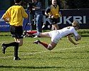 Charlotte Barras flies in for a try for England against France