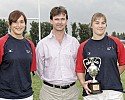Mark Lancaster MP pictured with key members of the England Team; successful Natiions Cup Winners:; Natalie Binstead and Captain; Catherine Spencer