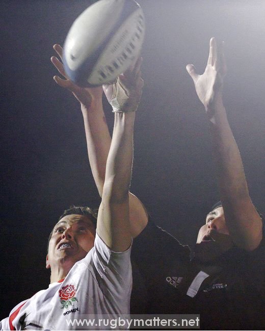 Investec\nEsher RFC\nEngland's Captain Sonia Green competes in the lineout