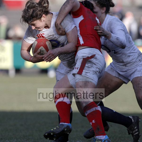Sarah Hunter tackled by Charlie Murray. Wales Women v England Women at Talbot Athletic Ground, Manor Street, Port Talbot, West Glamorgan, Wales on 17th March 2013 KO 1430