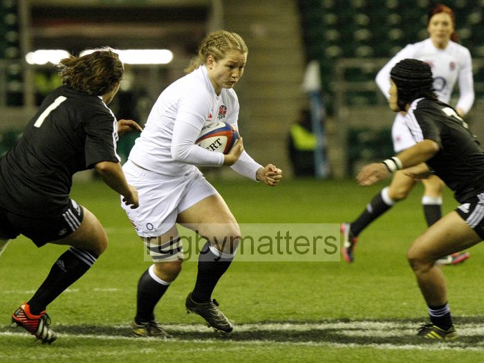 Roz Crowley in action. England v New Zealand in Autumn International Series at Twickenham, England on 1st December 2012.