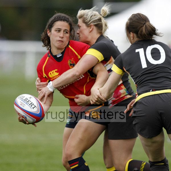 Elizabeth Martinez in action for Spain 5 - 17 England, Pool A match. Womens International Invitational tournament at the Marriott London Sevens. At Cardinal Vaughan and Twickenham Stadium, Whitton Road, Twickenham. On 11th May 2013.
