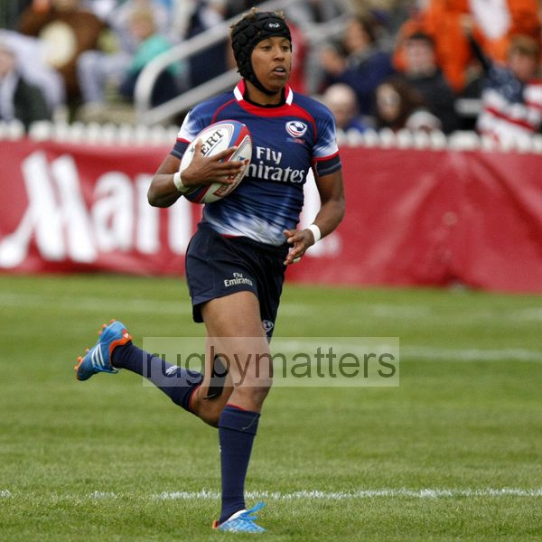 Nathalie Marchino in action for USA. Womens International Invitational tournament at the Marriott London Sevens. At Cardinal Vaughan and Twickenham Stadium, Whitton Road, Twickenham. On 11th May 2013.