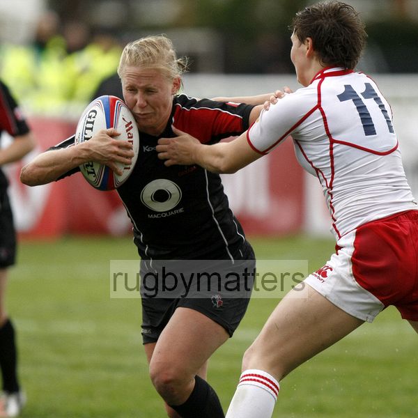 Mandy Marchak in action for Canada. Womens International Invitational tournament at the Marriott London Sevens. At Cardinal Vaughan and Twickenham Stadium, Whitton Road, Twickenham. On 11th May 2013.