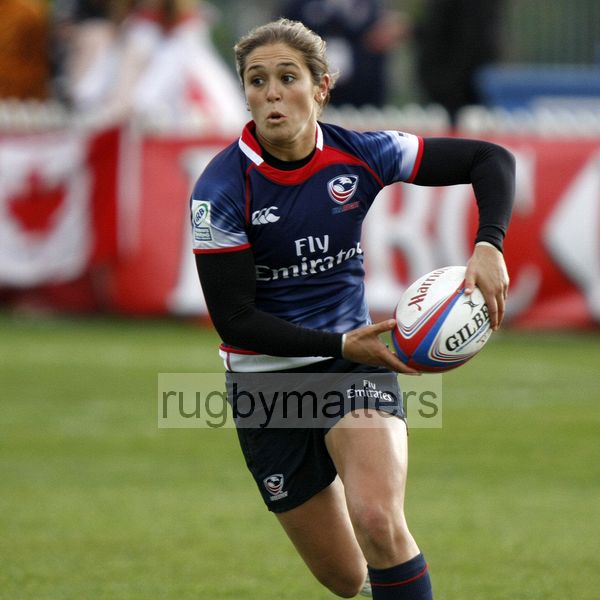 Kimber Rozier in action for USA. Womens International Invitational tournament at the Marriott London Sevens. At Cardinal Vaughan and Twickenham Stadium, Whitton Road, Twickenham. On 11th May 2013.