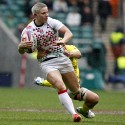 Heather Fisher in action for England. Womens International Invitational tournament at the Marriott London Sevens. At Cardinal Vaughan and Twickenham Stadium, Whitton Road, Twickenham. On 12th May 2013.