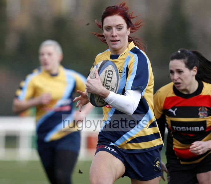 Jo Watmore in action. Richmond v Worcester, 13th January 2013, The Athletic Ground, Twickenham Road, London.