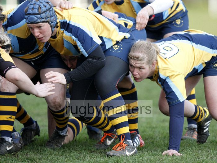 Rocky Clarke and Pippa Crews in the scrum. Richmond v Worcester, 13th January 2013, The Athletic Ground, Twickenham Road, London.