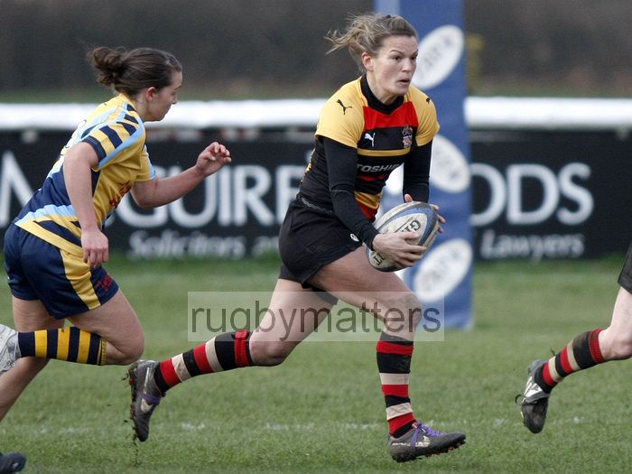 Abi Chamberlain in action. Richmond v Worcester, 13th January 2013, The Athletic Ground, Twickenham Road, London.
