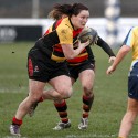 Geraldine Rae in action. Richmond v Worcester, 13th January 2013, The Athletic Ground, Twickenham Road, London.