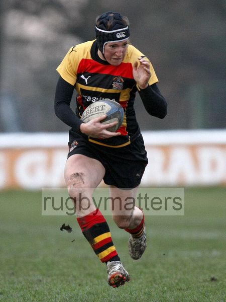 Susie Brown in action. Richmond v Worcester, 13th January 2013, The Athletic Ground, Twickenham Road, London.