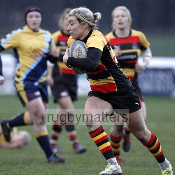 Alice Richardson in action. Richmond v Worcester, 13th January 2013, The Athletic Ground, Twickenham Road, London.