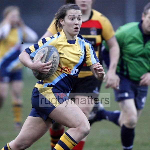 Charlotte Keane in action. Richmond v Worcester, 13th January 2013, The Athletic Ground, Twickenham Road, London.