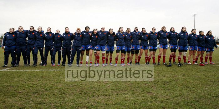 French Anthem. U20 England Women v U20 France Women at Esher RFC, Molesey Road, Hersham, Surrey. 23rd February 2013, KO 1400.