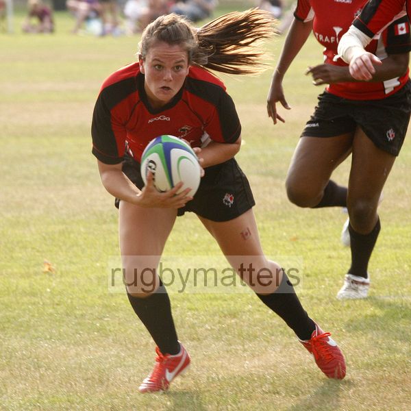 Sarah Gordon in action. Canada v South Africa in the U20's Nations Cup, Trent College, Derby Road, Long Eaton, Nottingham, 17th July 2013, kick off 1700.