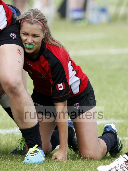 Sara Svoboda at a scrum. Canada v South Africa in the U20's Nations Cup, Trent College, Derby Road, Long Eaton, Nottingham, 17th July 2013, kick off 1700.