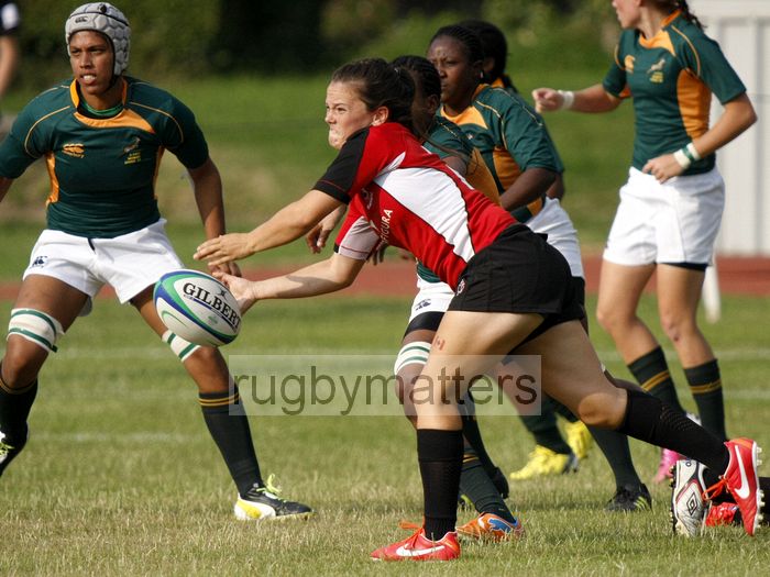 Sarah Gordon in action. Canada v South Africa in the U20's Nations Cup, Trent College, Derby Road, Long Eaton, Nottingham, 17th July 2013, kick off 1700.