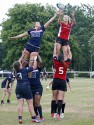 Sara Svoboda in action in a lineout. Canada v USA in the U20's Nations Cup Final, Trent College, Derby Road, Long Eaton, Nottingham, 21st July 2013, kick off 1700.