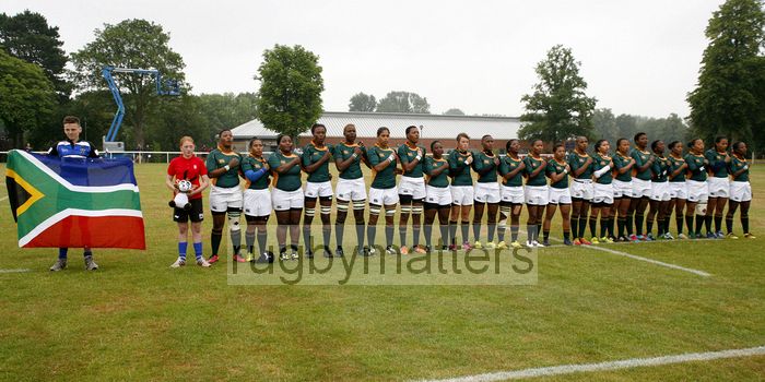 South Africa singing the anthem. England v South Africa in the U20's Nations Cup 3rd/4th place, Trent College, Derby Road, Long Eaton, Nottingham, 21st July 2013, kick off 1400.