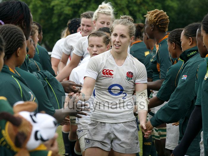 Kayleigh Callaway-Bawden leads her team from the pitch. England v South Africa in the U20's Nations Cup 3rd/4th place, Trent College, Derby Road, Long Eaton, Nottingham, 21st July 2013, kick off 1400.