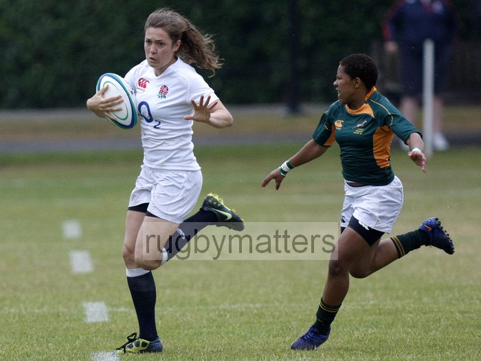 Sophie Lee in action. England v South Africa in the U20's Nations Cup 3rd/4th place, Trent College, Derby Road, Long Eaton, Nottingham, 21st July 2013, kick off 1400.