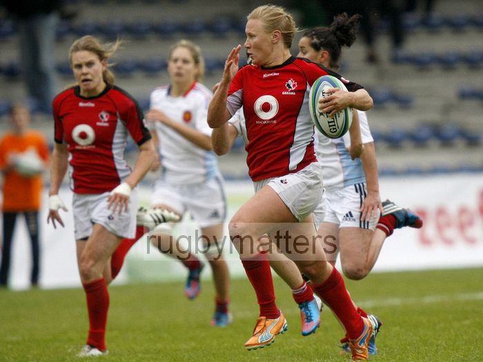 Mandy Marchak in action for Canada. IRB Women's Sevens World Series at Amsterdam Sevens, National Rugby Centre, Amsterdam, 17th May 2013