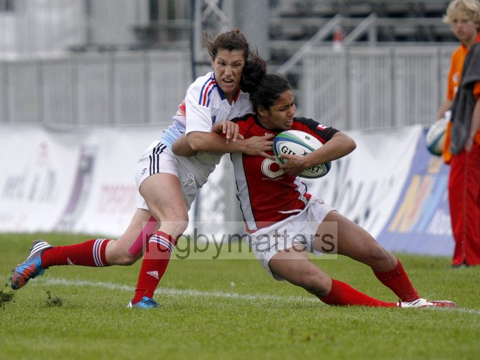Magali Harvey in action for Canada. IRB Women's Sevens World Series at Amsterdam Sevens, National Rugby Centre, Amsterdam, 17th May 2013