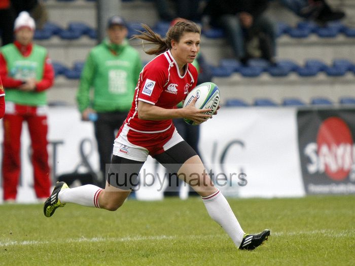 Ekaterina Kazakova in action for Russia. IRB Women's Sevens World Series at Amsterdam Sevens, National Rugby Centre, Amsterdam, 17th May 2013
