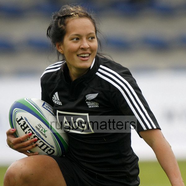 Tyla Nathan-Wong smiles after scoring a try for New Zealand. IRB Women's Sevens World Series at Amsterdam Sevens, National Rugby Centre, Amsterdam, 17th May 2013