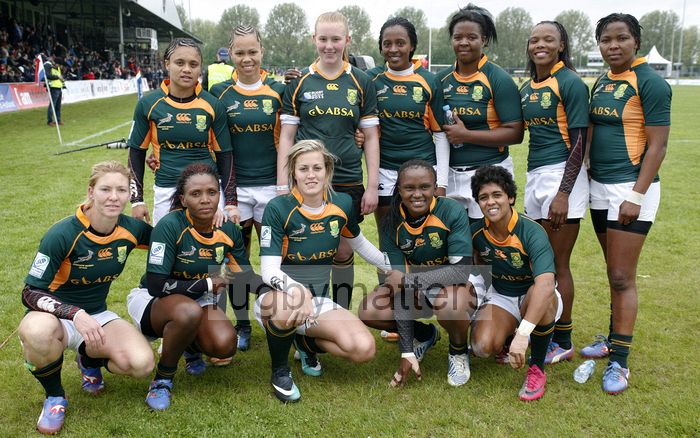South Africa just after they missed out in the Bowl Final to Netherlands. IRB Women's Sevens World Series at Amsterdam Sevens, National Rugby Centre, Amsterdam, 18th May 2013