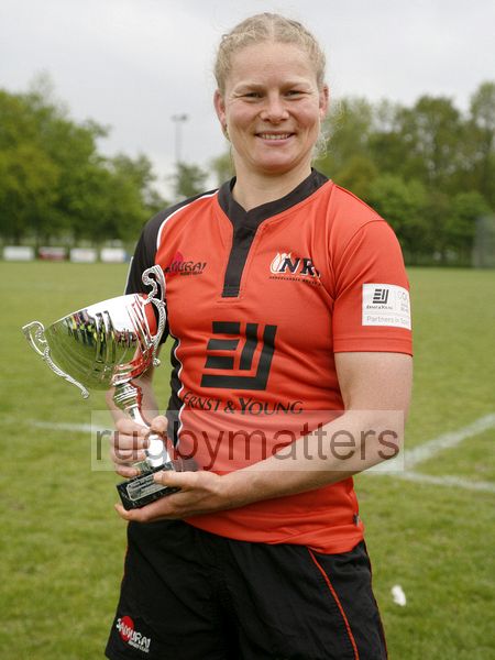 Captain Linda Franssen of Netherlands with the Bowl Winners trophy. IRB Women's Sevens World Series at Amsterdam Sevens, National Rugby Centre, Amsterdam, 18th May 2013