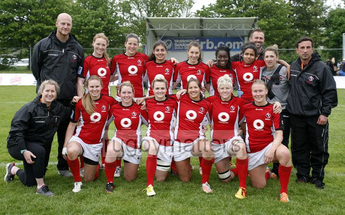 The Canadian team after missing out to New Zealand in the sensational final of the IRB WSWS Amsterdam. IRB Women's Sevens World Series at Amsterdam Sevens, National Rugby Centre, Amsterdam, 18th May 2013