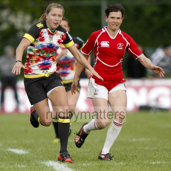Emily Scott in action for England. IRB Women's Sevens World Series at Amsterdam Sevens, National Rugby Centre, Amsterdam, 18th May 2013