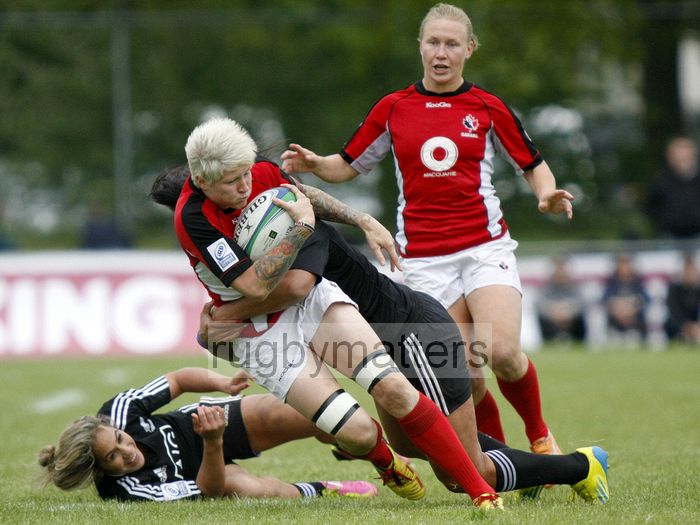 Jen Kish in action for Canada. IRB Women's Sevens World Series at Amsterdam Sevens, National Rugby Centre, Amsterdam, 18th May 2013
