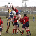 Sarah Hunter and Jenny Brightmore reach for the ball in a lineout. Worcester v Lichfield at Sixways, Pershore Lane, Hindlip, Worcester on 7th April 2013 KO 1430.