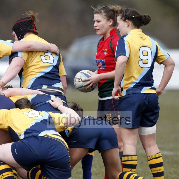 Georgina Gulliver and Charlotte Keane ready for a scrum. Worcester v Lichfield at Sixways, Pershore Lane, Hindlip, Worcester on 7th April 2013 KO 1430.