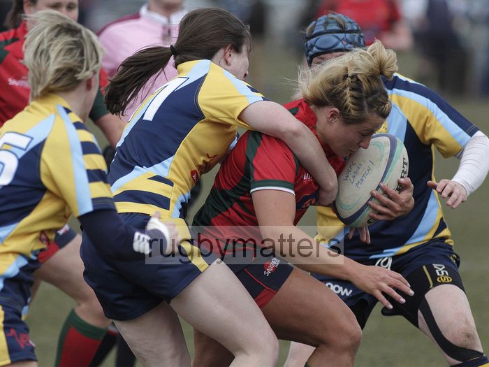 Victoria Fleetwood tries to crash through the Worcester defence. Worcester v Lichfield at Sixways, Pershore Lane, Hindlip, Worcester on 7th April 2013 KO 1430.